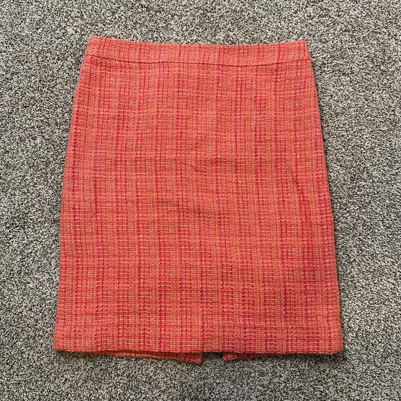 J. Crew orange and pink plaid tweed No. 2 pencil skirt size 8 - Picture 2 of 10